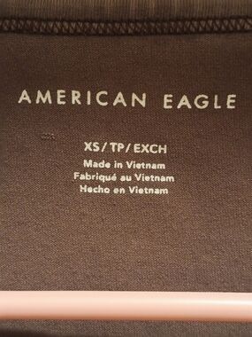 American Eagle Outfitters Brown Crop Top with Light Pink Trim